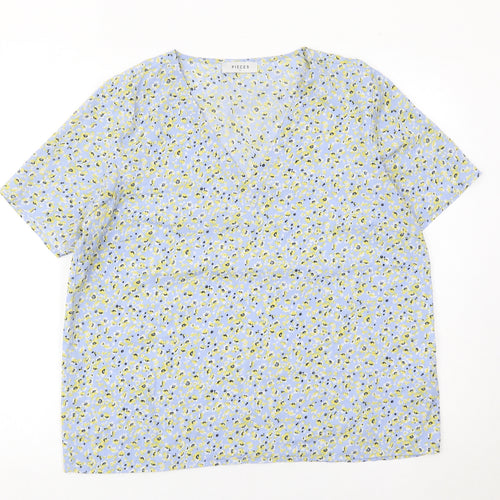 Pieces Womens Multicoloured Floral V-Neck Blouse XL Lightweight