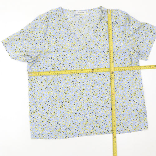 Pieces Womens Multicoloured Floral V-Neck Blouse XL Lightweight