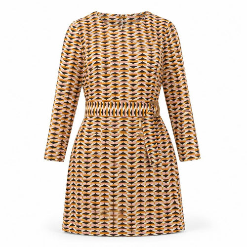 Primark Women’s Multicoloured Geometric A-Line Belted Dress Size 12
