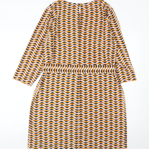 Primark Women’s Multicoloured Geometric A-Line Belted Dress Size 12