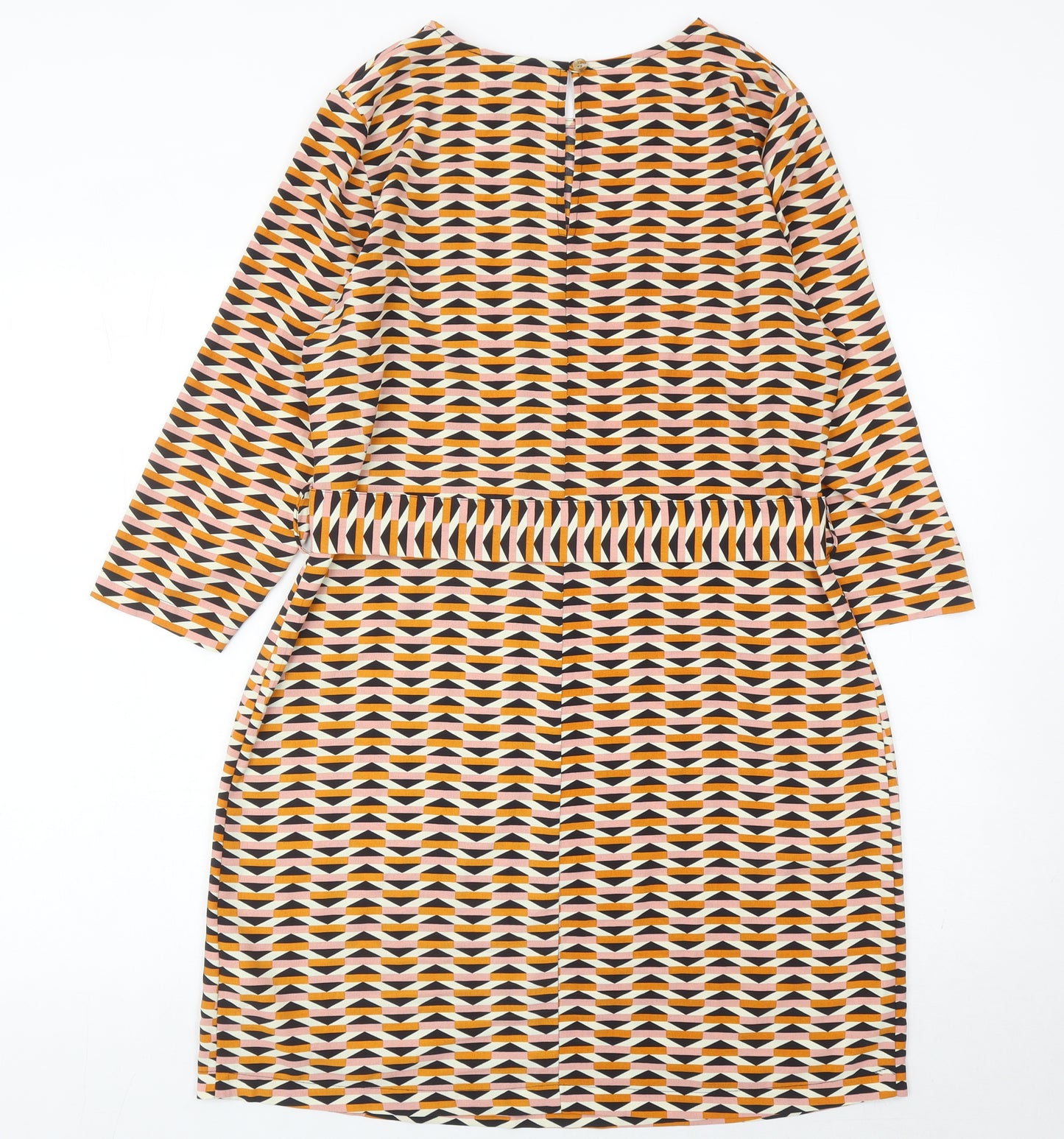 Primark Women’s Multicoloured Geometric A-Line Belted Dress Size 12