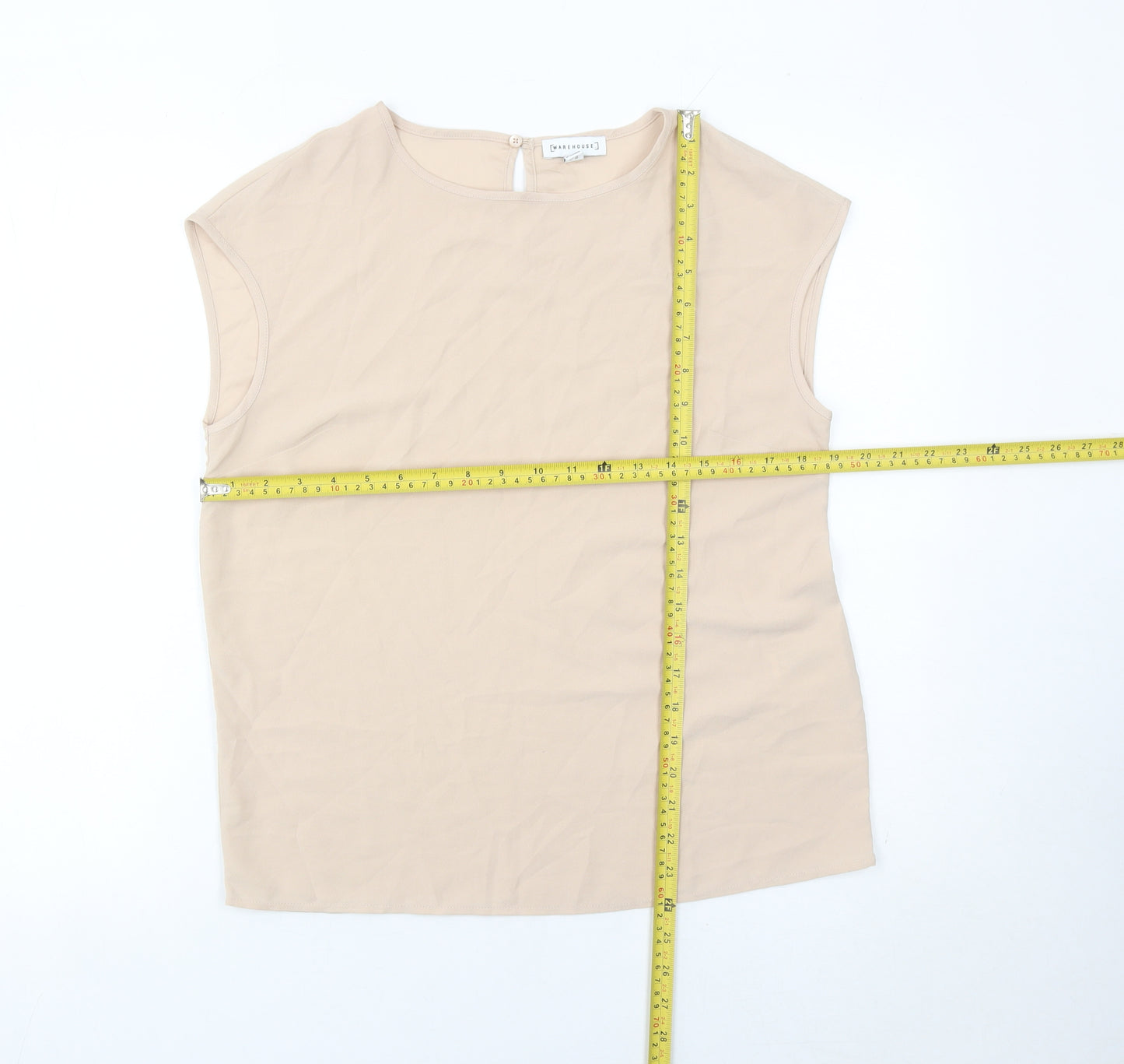 Warehouse Women’s Beige Blouse Size 8 Sleeveless Workwear Top