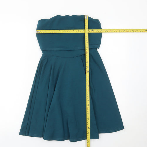Boohoo Women’s Blue Strapless Skater Dress UK 10 Partywear