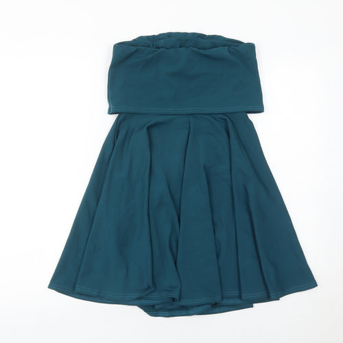 Boohoo Women’s Blue Strapless Skater Dress UK 10 Partywear