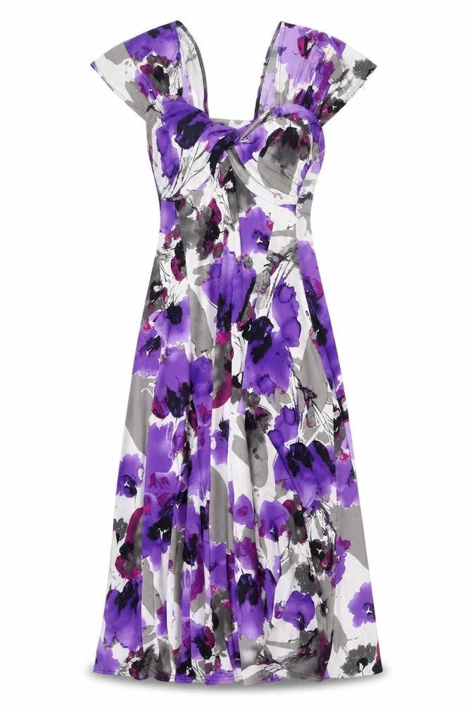 Monacco Women’s Purple Floral Fit & Flare Dress Size 10