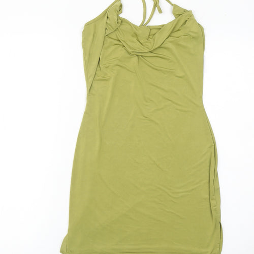 PrettyLittleThing Women’s Green Size 10 Bodycon Cowl Neck Sleeveless Dress