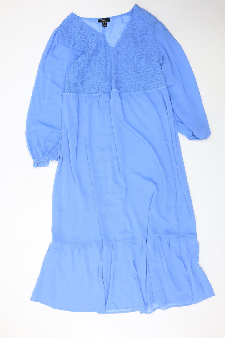 New Look Women Blue Size 18 Plus Midi A-Line Dress