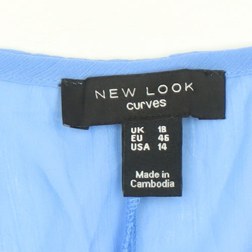 New Look Women Blue Size 18 Plus Midi A-Line Dress