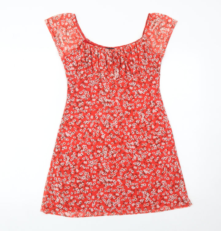 ASOS Women’s Red Floral Shift Dress Size 12 Sleeveless Summer Casual