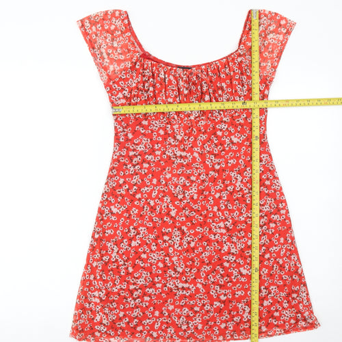 ASOS Women’s Red Floral Shift Dress Size 12 Sleeveless Summer Casual