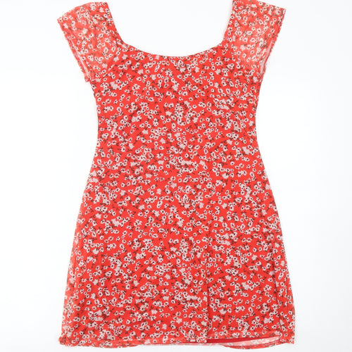 ASOS Women’s Red Floral Shift Dress Size 12 Sleeveless Summer Casual
