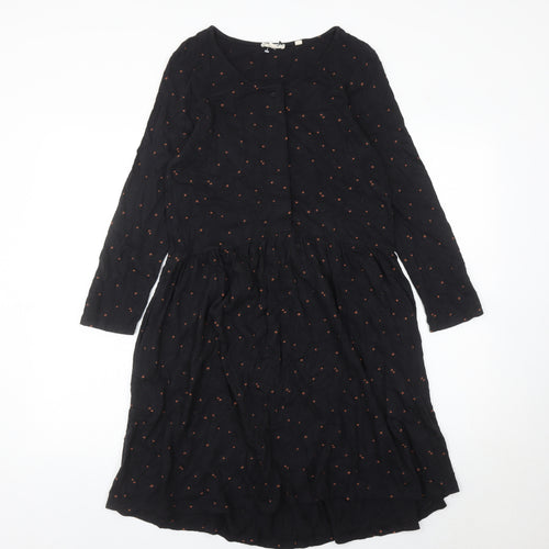 Fat Face Womens Black Floral Shift Dress Size 10 Long Sleeve Casual