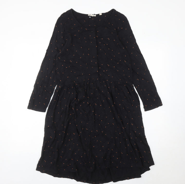 Fat Face Womens Black Floral Shift Dress Size 10 Long Sleeve Casual