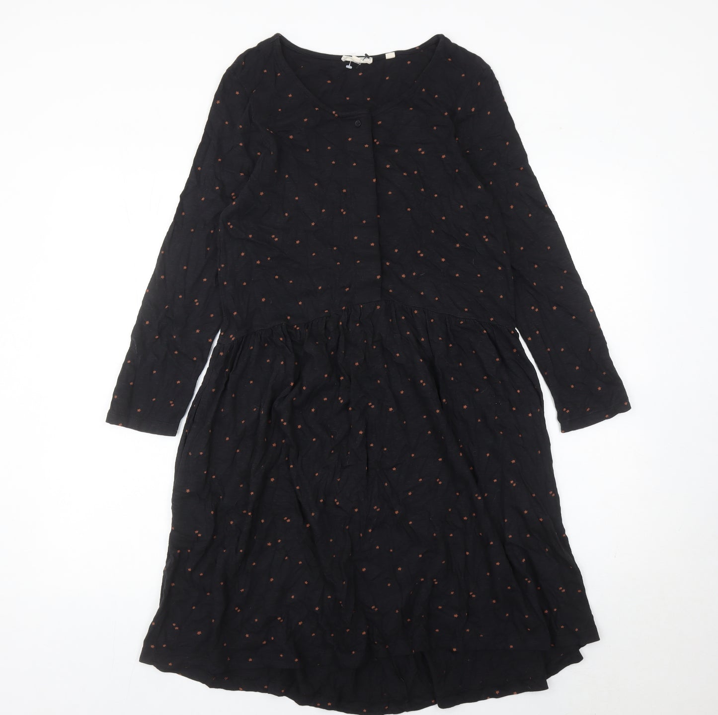 Fat Face Womens Black Floral Shift Dress Size 10 Long Sleeve Casual