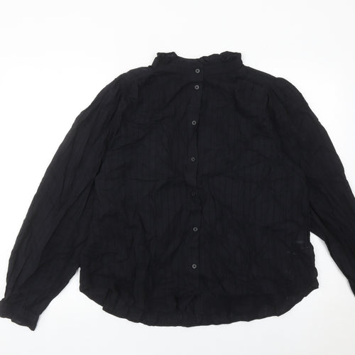 H&M Women’s Black Long Sleeve Blouse Size L Cotton Blend
