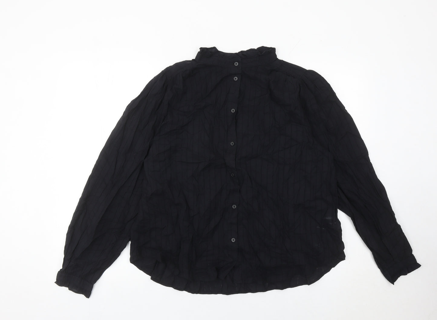 H&M Women’s Black Long Sleeve Blouse Size L Cotton Blend
