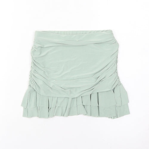 EGO Women’s Green Size 6 Mini Pleated Ruffle Skirt