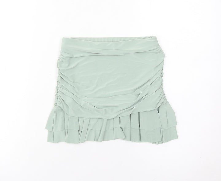 EGO Women’s Green Size 6 Mini Pleated Ruffle Skirt