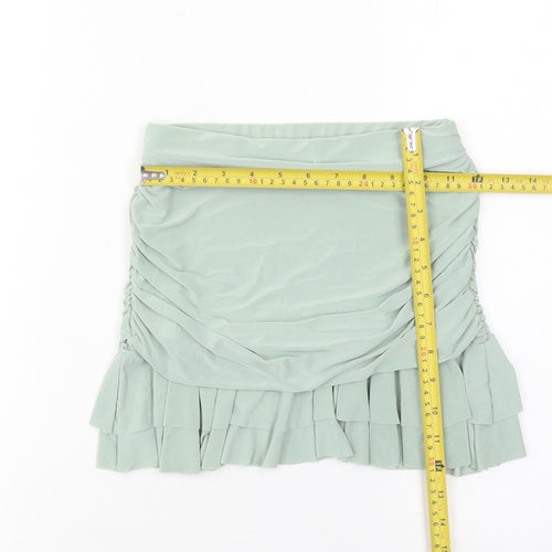 EGO Women’s Green Size 6 Mini Pleated Ruffle Skirt
