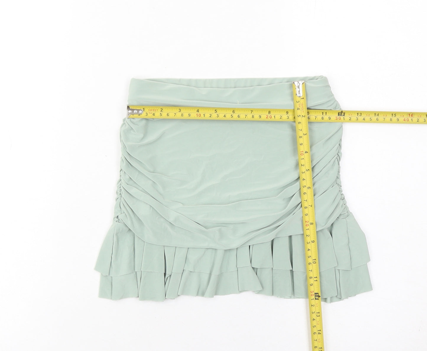 EGO Women’s Green Size 6 Mini Pleated Ruffle Skirt