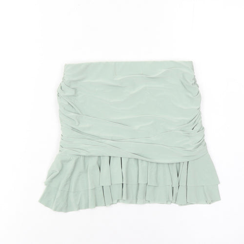 EGO Women’s Green Size 6 Mini Pleated Ruffle Skirt