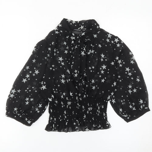 Atmosphere Womens Black Star Print Blouse Size 10 Balloon Sleeve Tunic