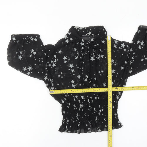 Atmosphere Womens Black Star Print Blouse Size 10 Balloon Sleeve Tunic