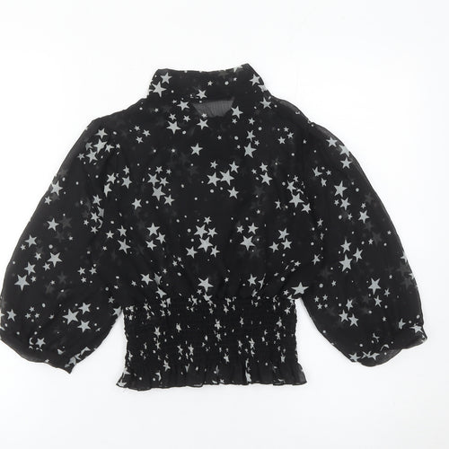 Atmosphere Womens Black Star Print Blouse Size 10 Balloon Sleeve Tunic
