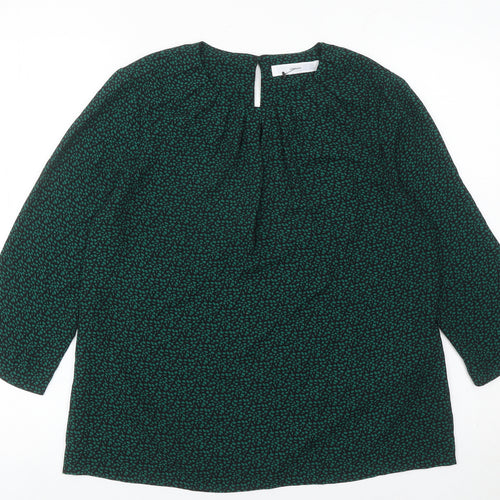 John Lewis Women’s Green Floral Blouse Size 10 Tunic 3/4 Sleeve