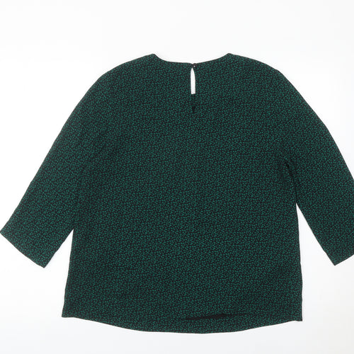John Lewis Women’s Green Floral Blouse Size 10 Tunic 3/4 Sleeve