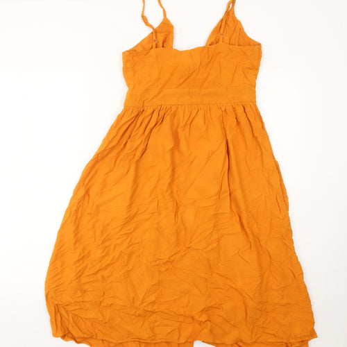 Lucy Wang Women’s Orange Midi A-Line Summer Dress L Viscose