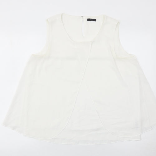 M&Co Women’s Ivory Sleeveless Tunic Blouse Size 14 Polyester