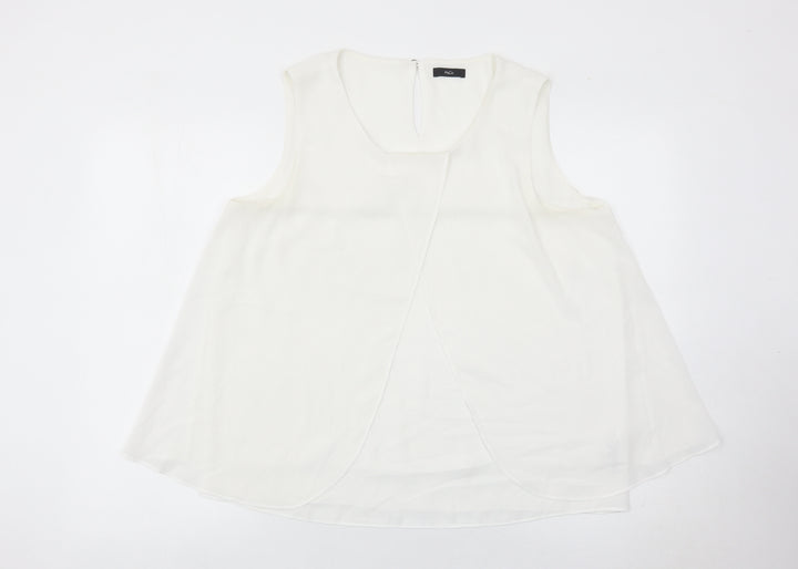 M&Co Women’s Ivory Sleeveless Tunic Blouse Size 14 Polyester