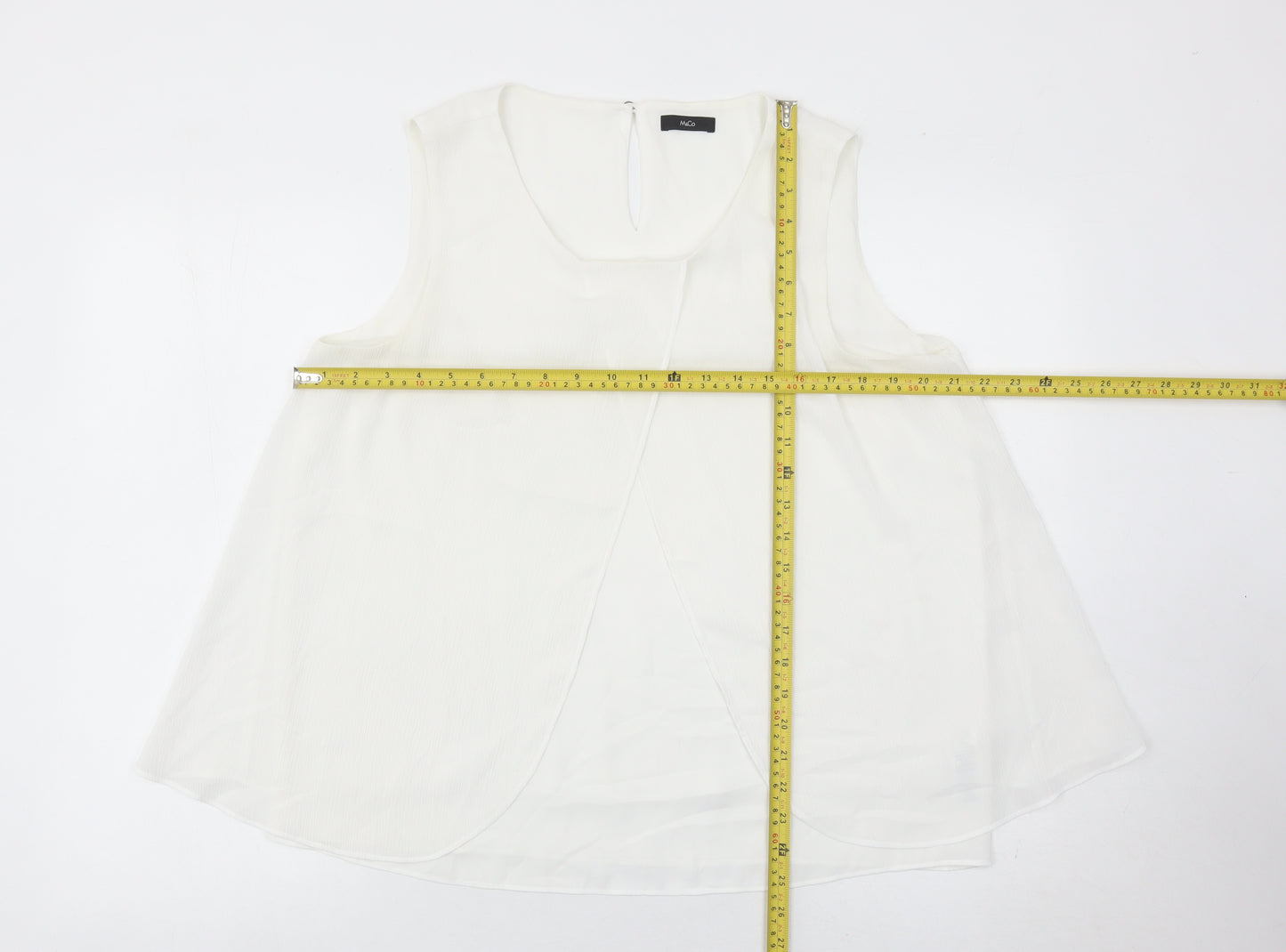 M&Co Women’s Ivory Sleeveless Tunic Blouse Size 14 Polyester
