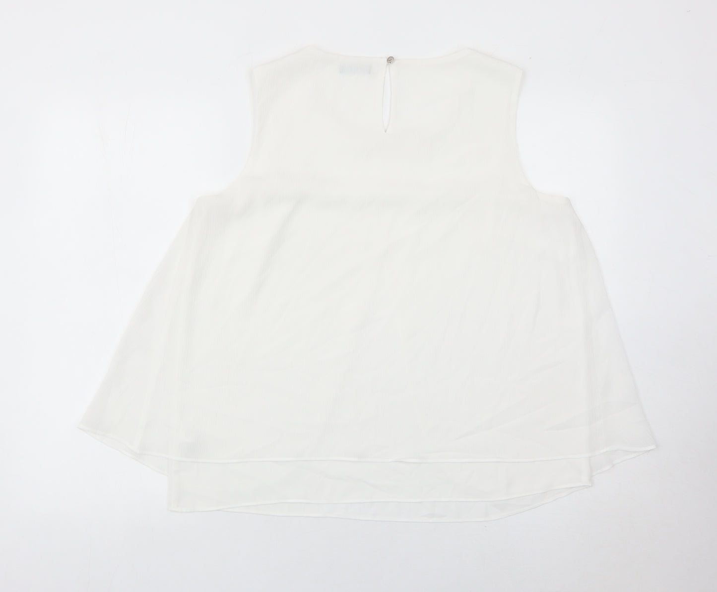 M&Co Women’s Ivory Sleeveless Tunic Blouse Size 14 Polyester