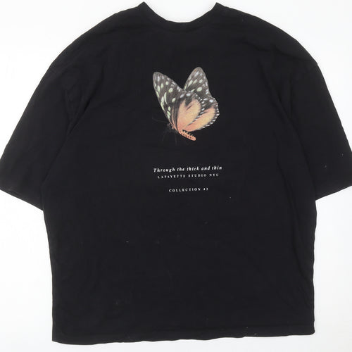 ASOS DESIGN Women's Black Butterfly Graphic T-Shirt Size M