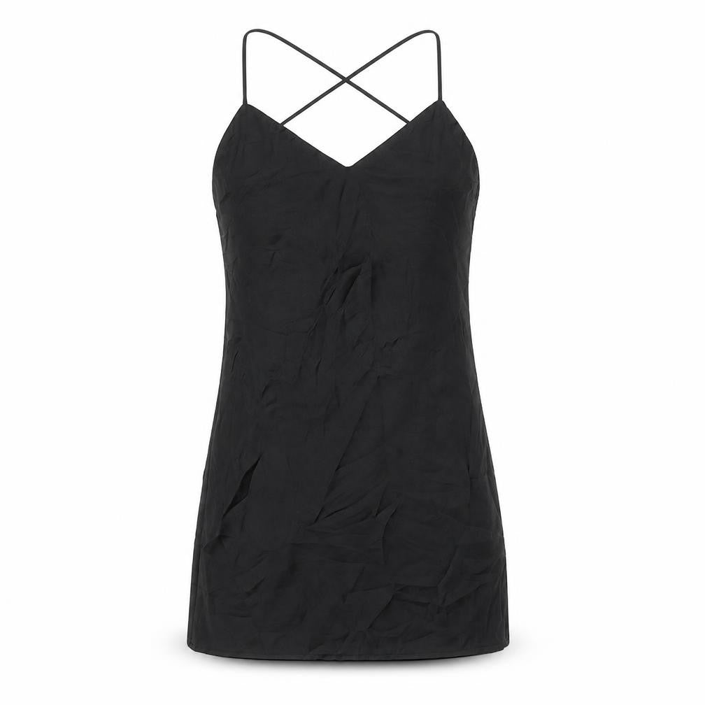 Topshop Women’s Black Slip Dress Size 6 Sleeveless V-Neck Short Length