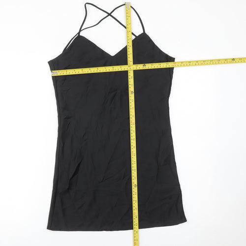 Topshop Women’s Black Slip Dress Size 6 Sleeveless V-Neck Short Length