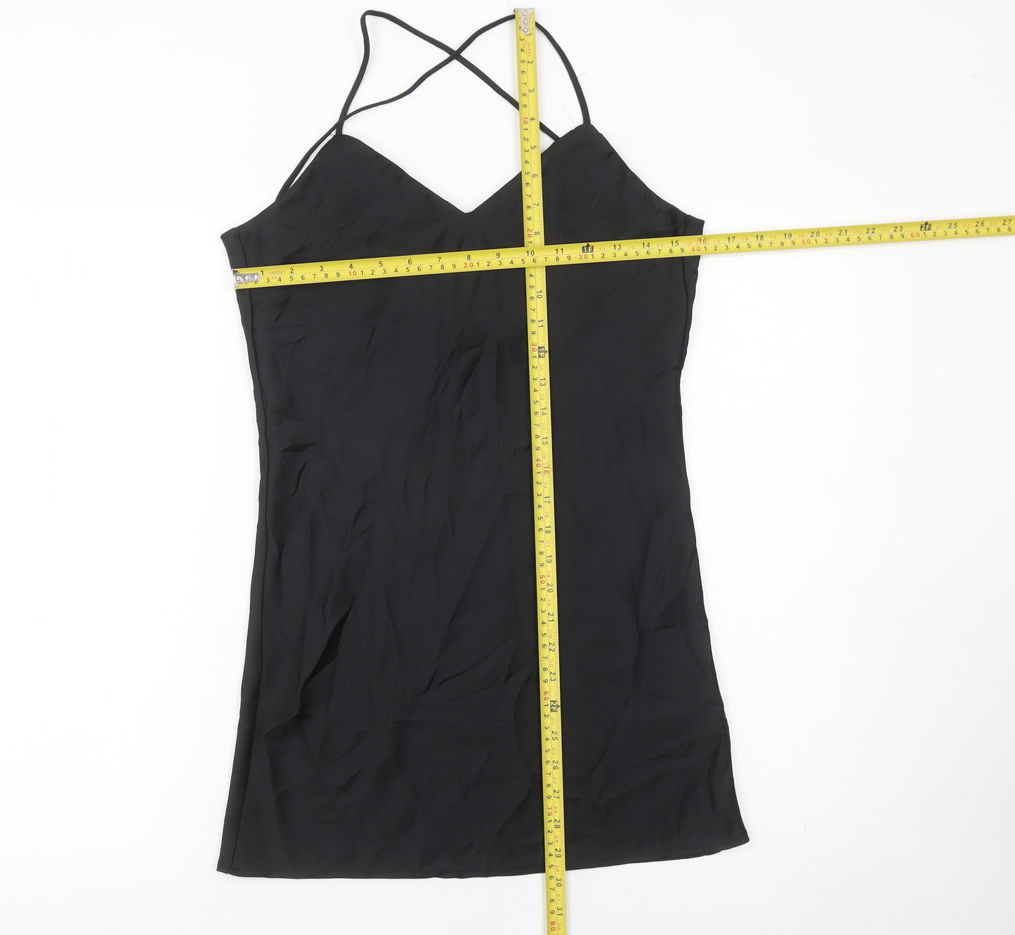 Topshop Women’s Black Slip Dress Size 6 Sleeveless V-Neck Short Length