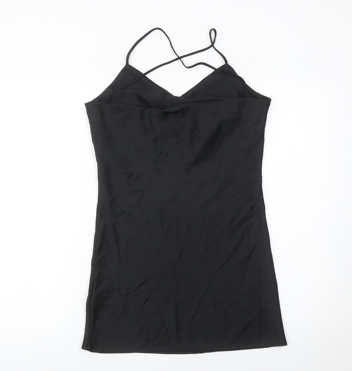 Topshop Women’s Black Slip Dress Size 6 Sleeveless V-Neck Short Length