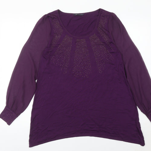 Marks and Spencer Women’s Purple Beaded Tunic Blouse UK 12 Long Sleeve