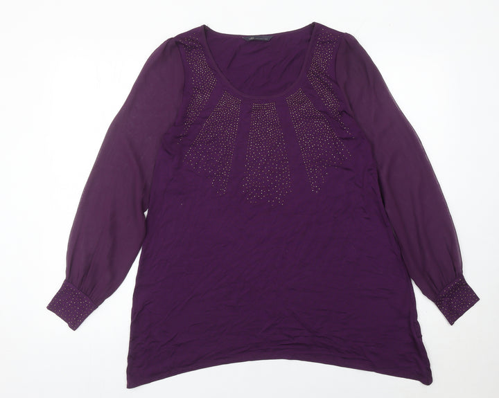 Marks and Spencer Women’s Purple Beaded Tunic Blouse UK 12 Long Sleeve