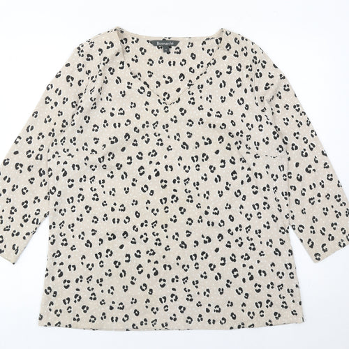 Bonmarché Women’s Beige Animal Print Tunic Blouse Size 14