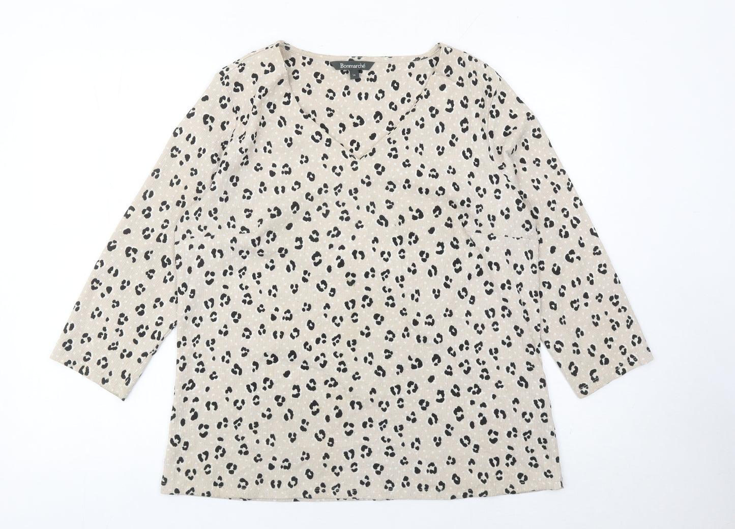 Bonmarché Women’s Beige Animal Print Tunic Blouse Size 14