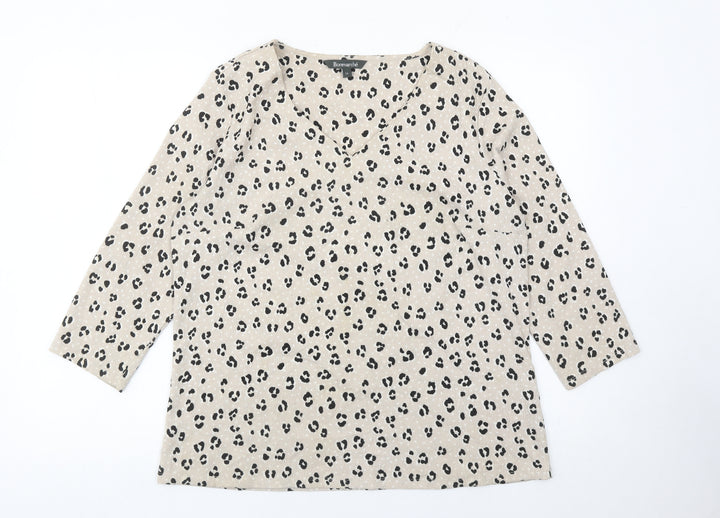 Bonmarché Women’s Beige Animal Print Tunic Blouse Size 14
