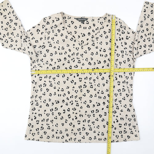 Bonmarché Women’s Beige Animal Print Tunic Blouse Size 14