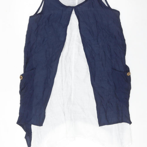 Izabel London Womens Blue Size 10 Sleeveless Tunic Blouse