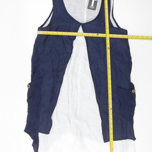 Izabel London Womens Blue Size 10 Sleeveless Tunic Blouse
