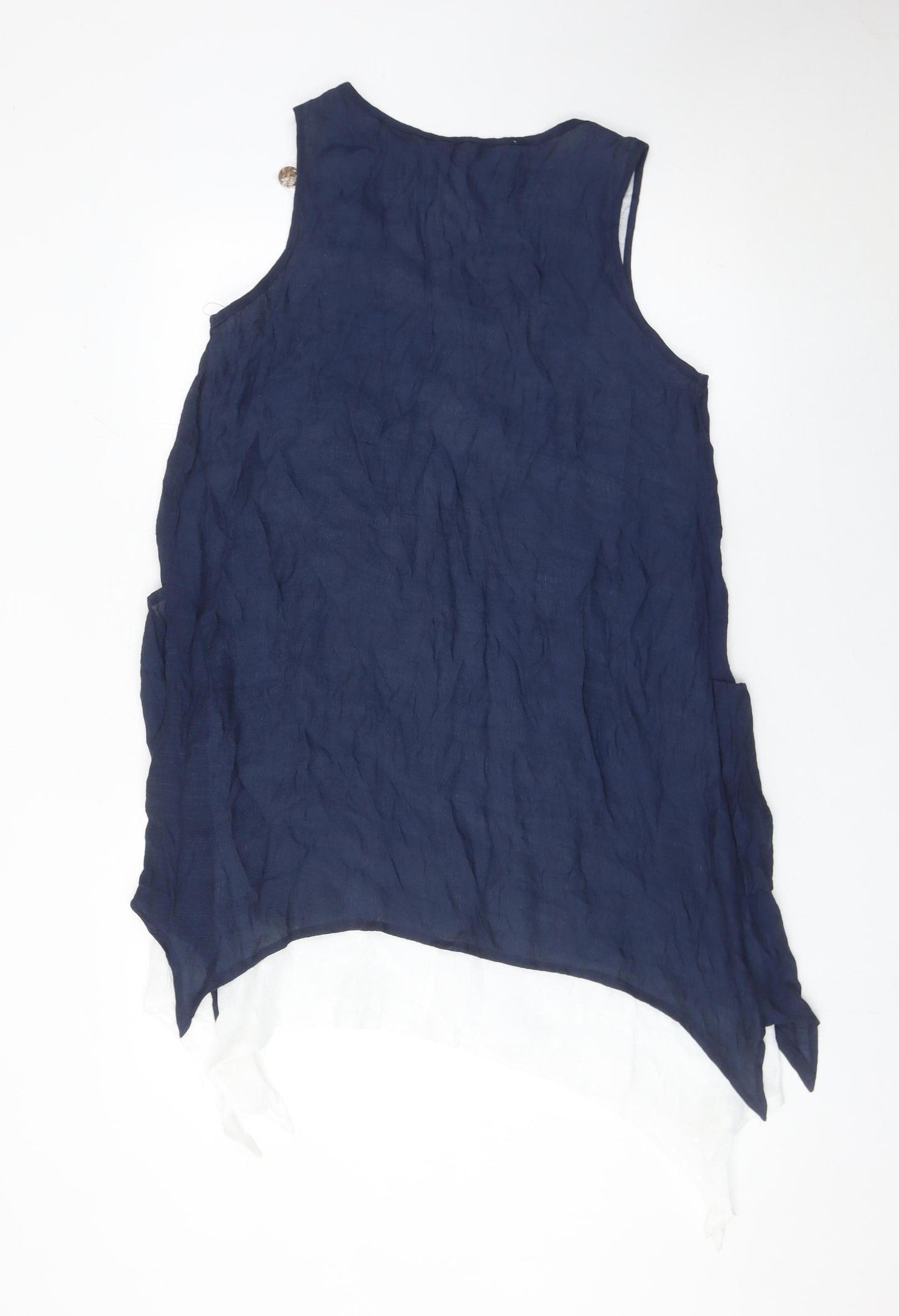 Izabel London Womens Blue Size 10 Sleeveless Tunic Blouse