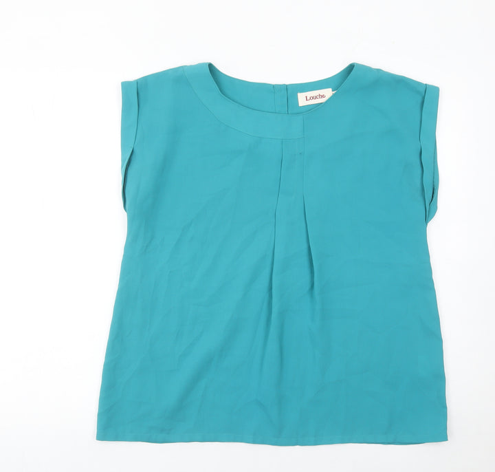 Louche Womens Blue Sleeveless Blouse Top Size S Polyester Casual